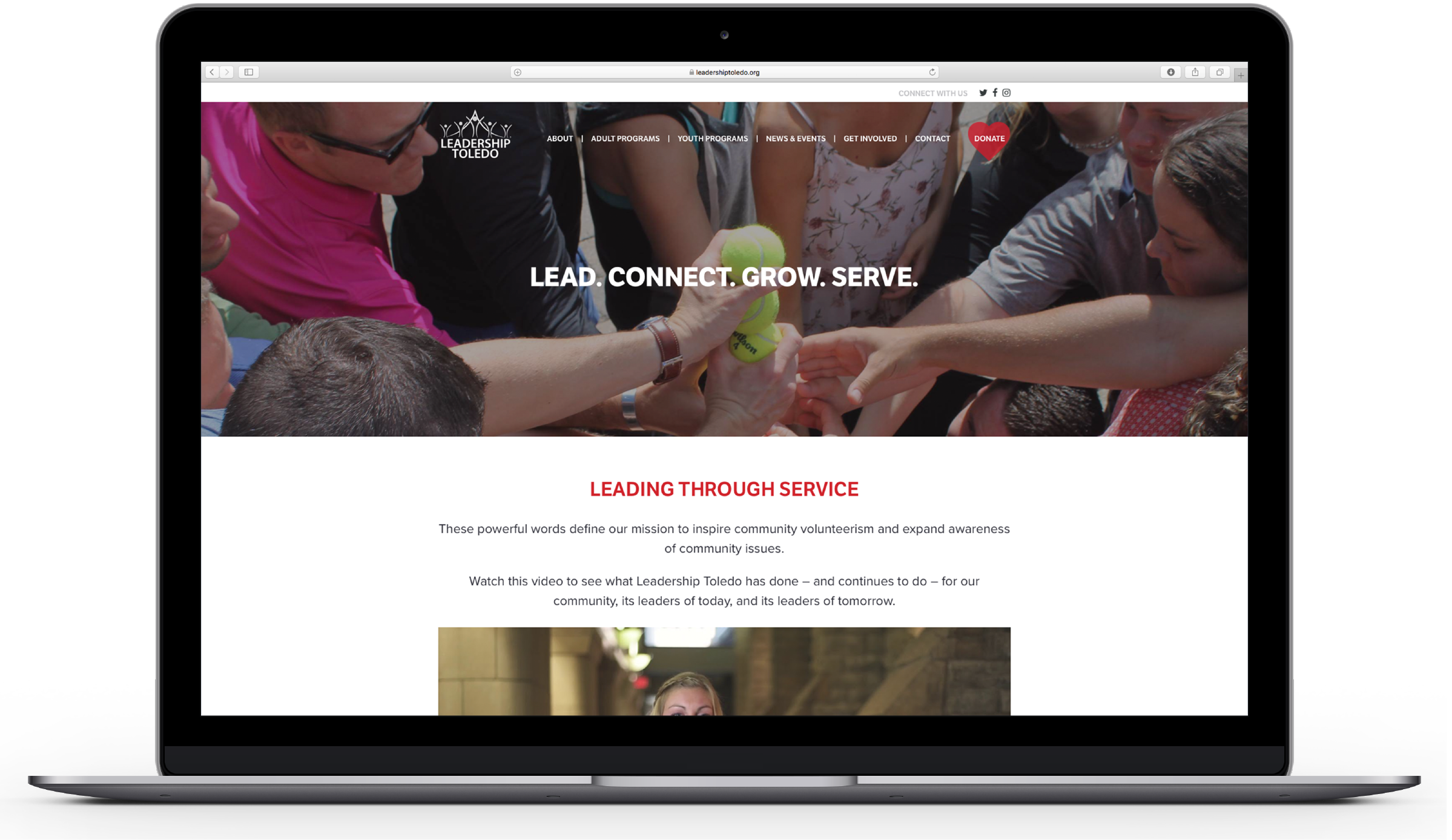 CG developed leadershiptoledo.com using many images that convey what their organization does—while also bringing a human element to the design. 